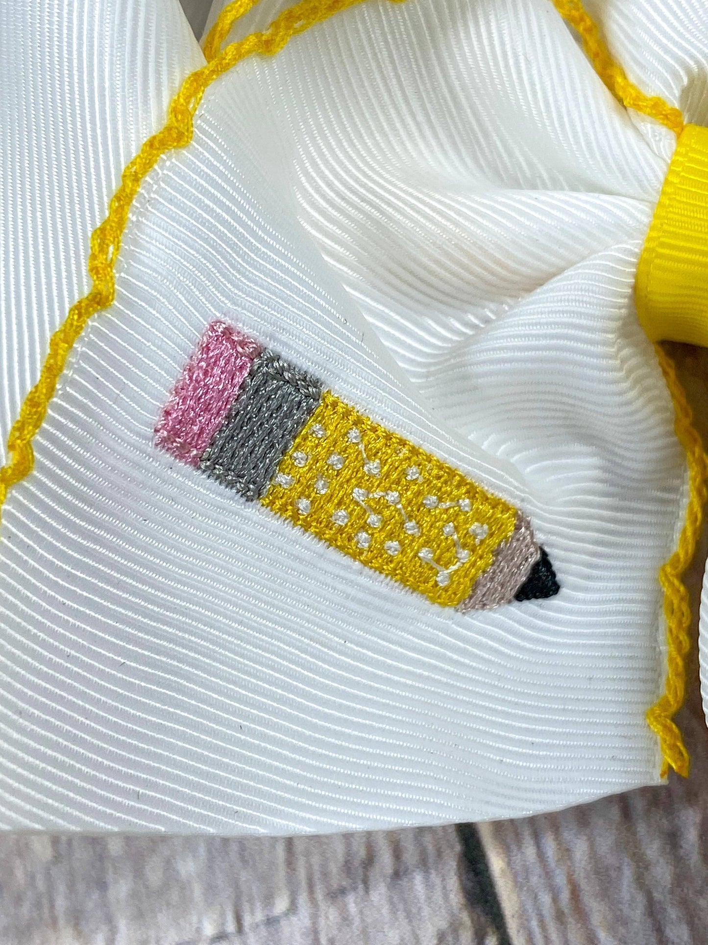 Pencil Embroidered Moonstitch Bow Headband