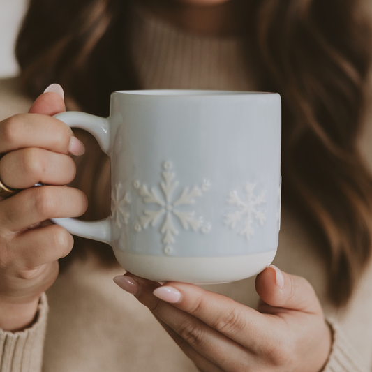 Snowflakes Stoneware Coffee Mug - Christmas Decor