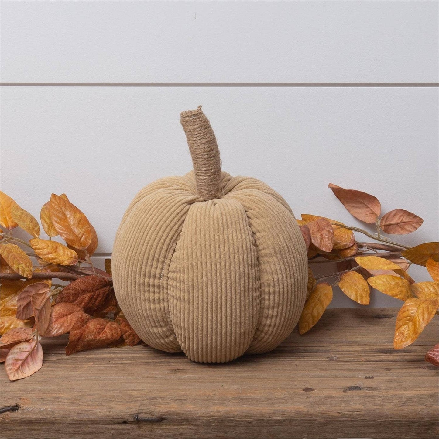 Tan Corduroy Pumpkin with Jute Stem, Md (PC)
