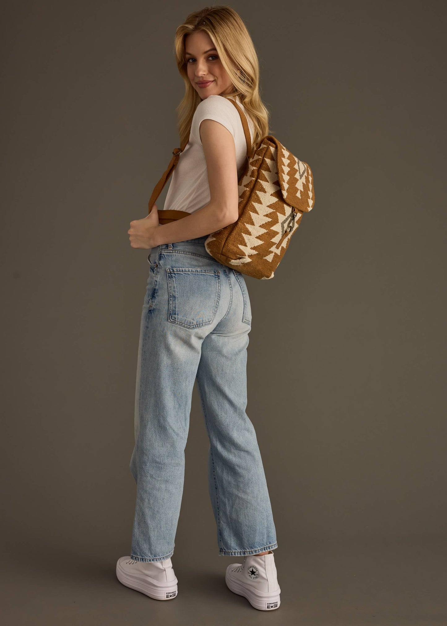 Camel, Cream & Gray Aztec Backpack
