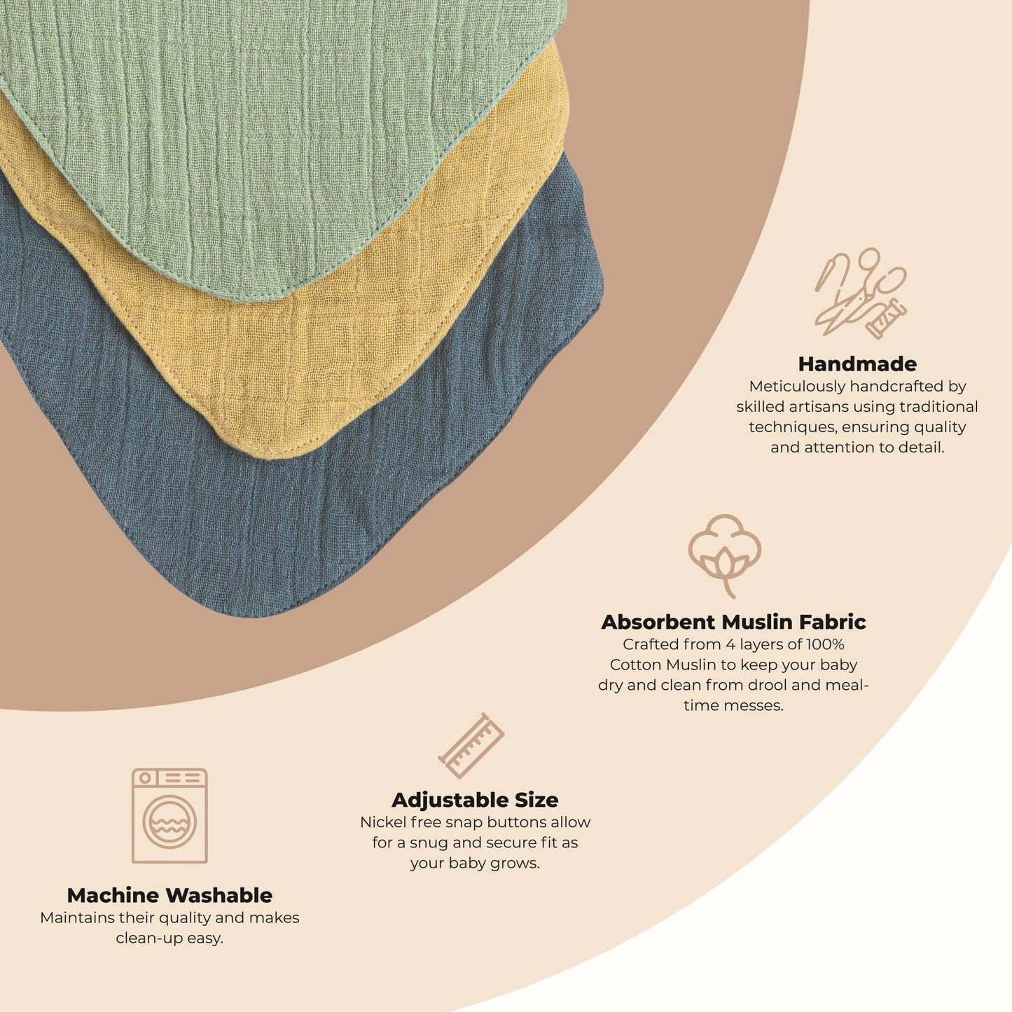 Muslin 3-Pc. Bib Set - River