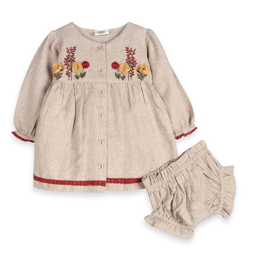 Ravello Embroidered Dress & Bloomer (Linen Blend)