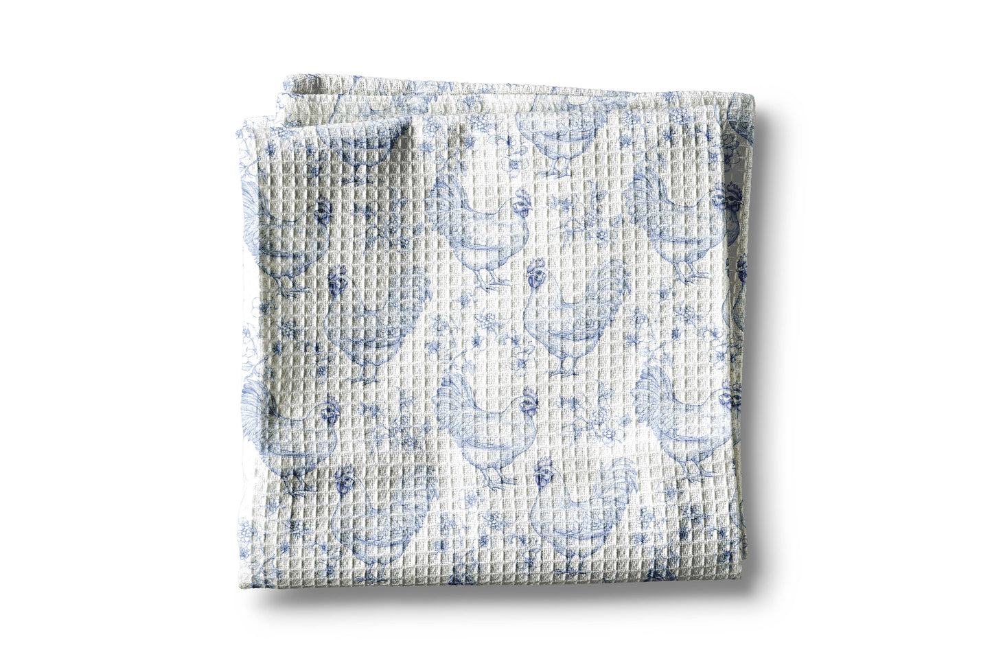 Blue White Chicken Farm Chinoiserie Floral Kitchen Towel