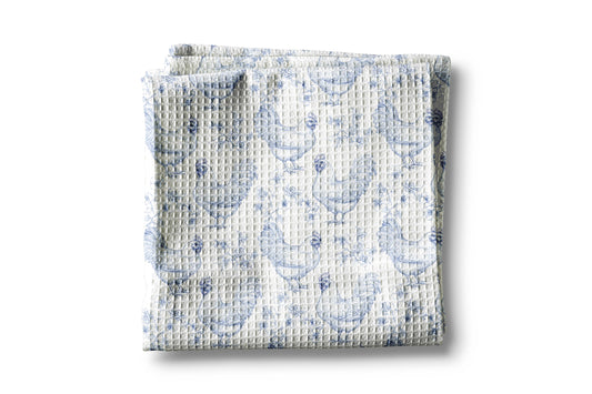 Blue White Chicken Farm Chinoiserie Floral Kitchen Towel