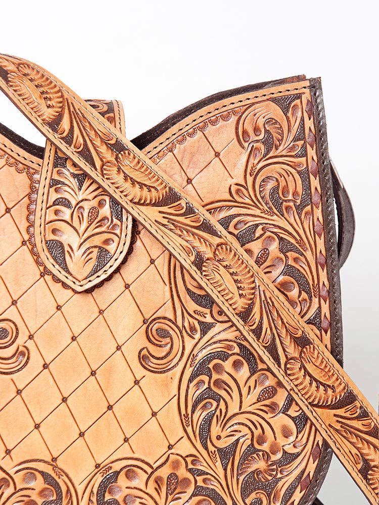 American Darling Hand-Tooled Genuine Leather Western Hobo Shoulder Bag