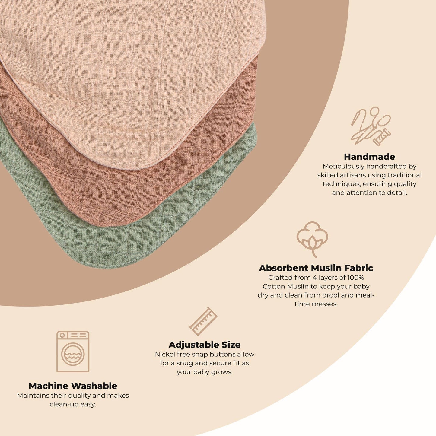Muslin 3-Pc. Bib Set - Rose