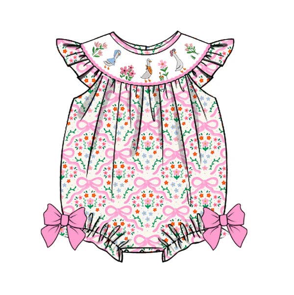 Silly Goose Smocked Romper