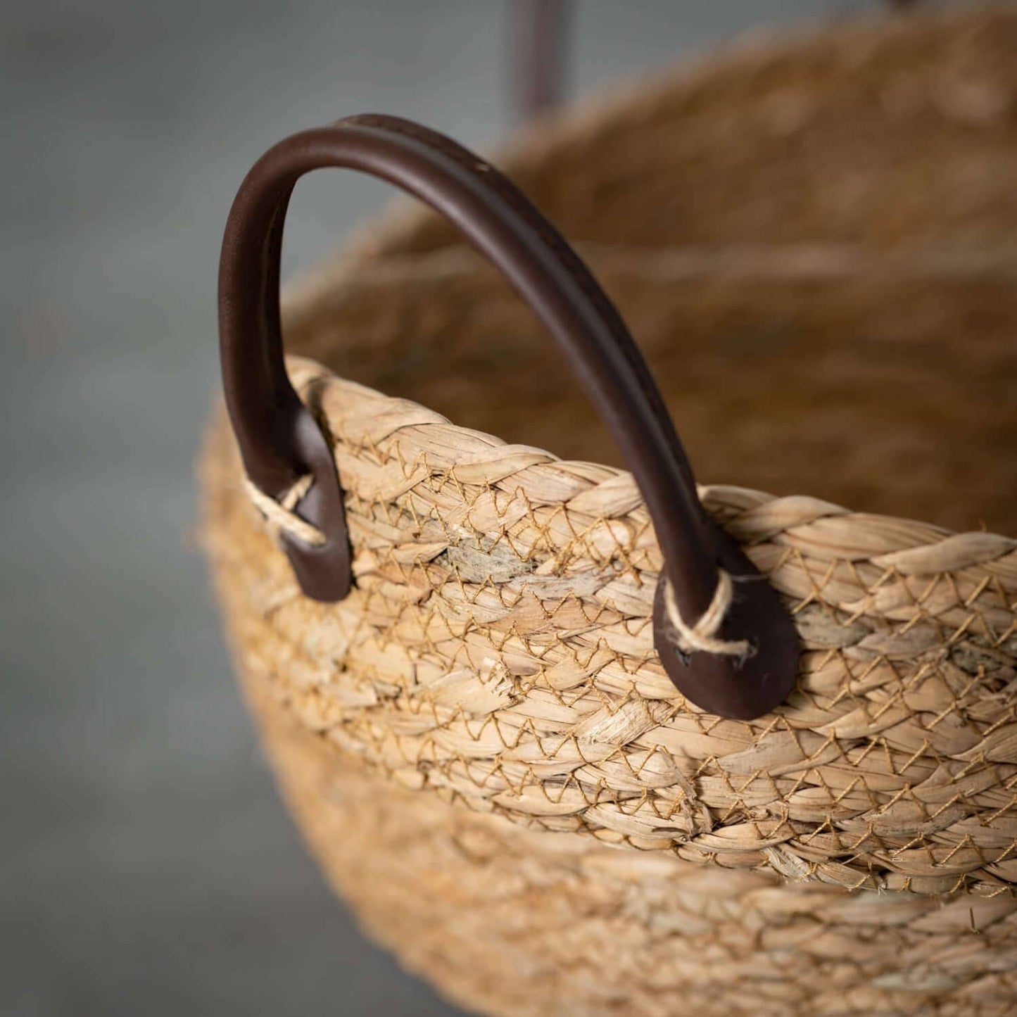 Handled Woven Wicker Tray Set