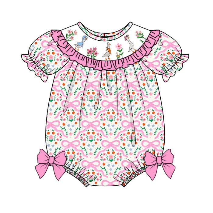 Silly Goose Smocked Romper