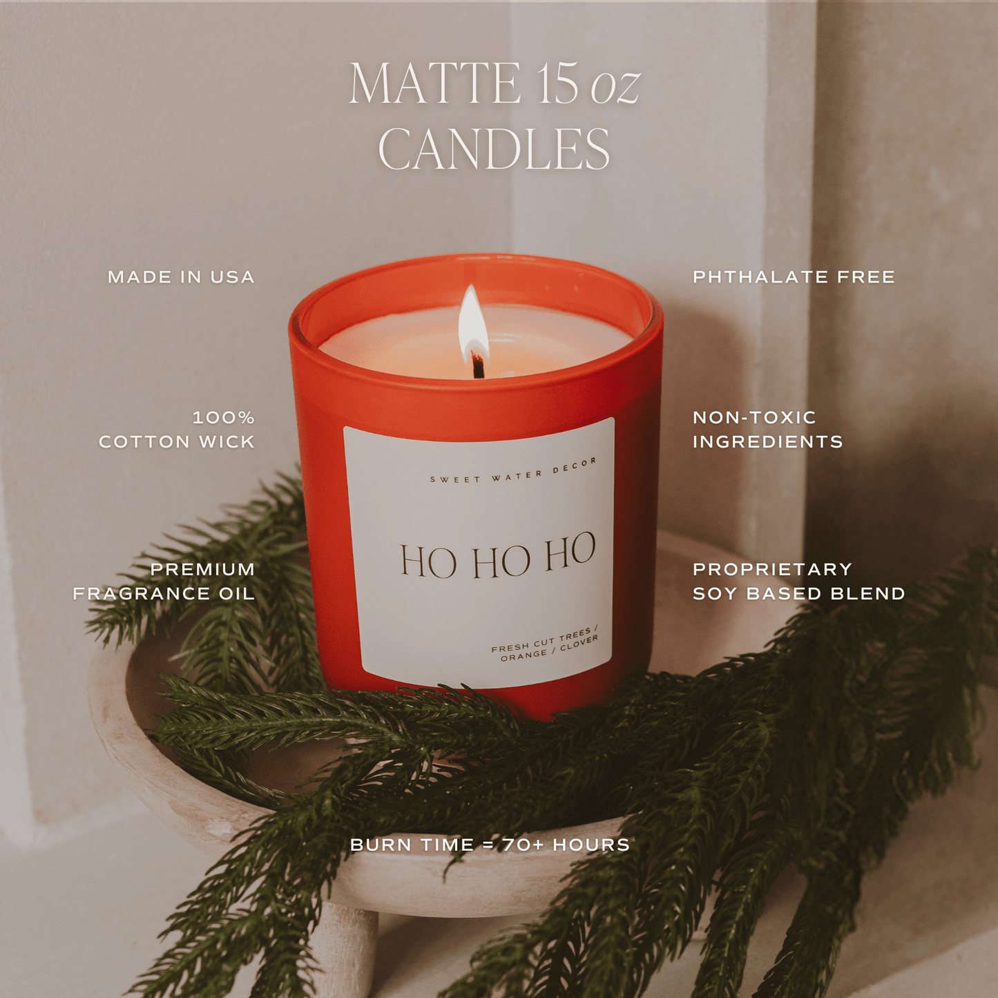 Happy Holidays 15 oz Soy Candle, Matte Jar- Home Decor