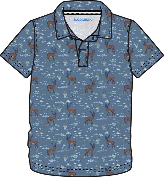 Deer Antlers Adventure Knit Short Sleeve Performance Polo