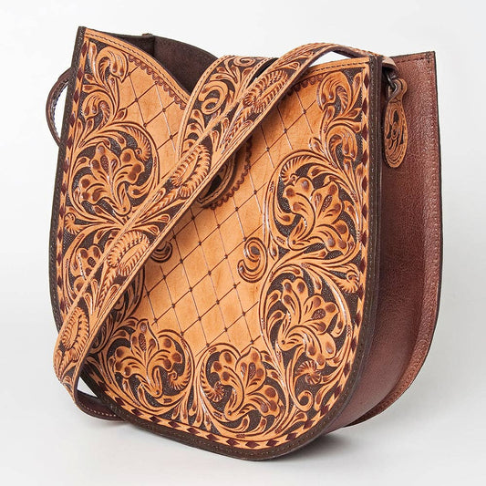 American Darling Hand-Tooled Genuine Leather Western Hobo Shoulder Bag