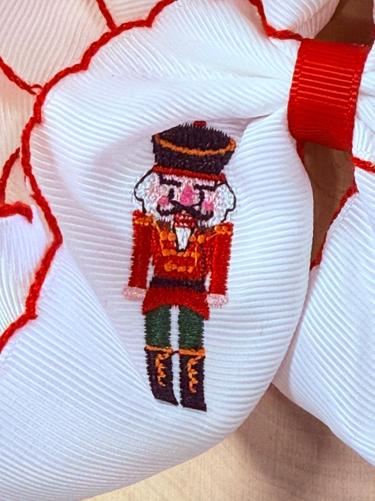Nutcracker Embroidered Moonstitch Bow Headband