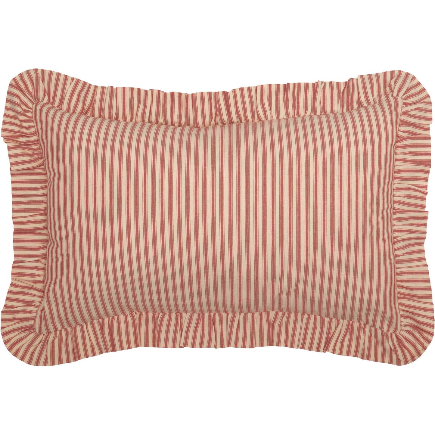 Red Ticking Stripe Fabric Pillow 14x22