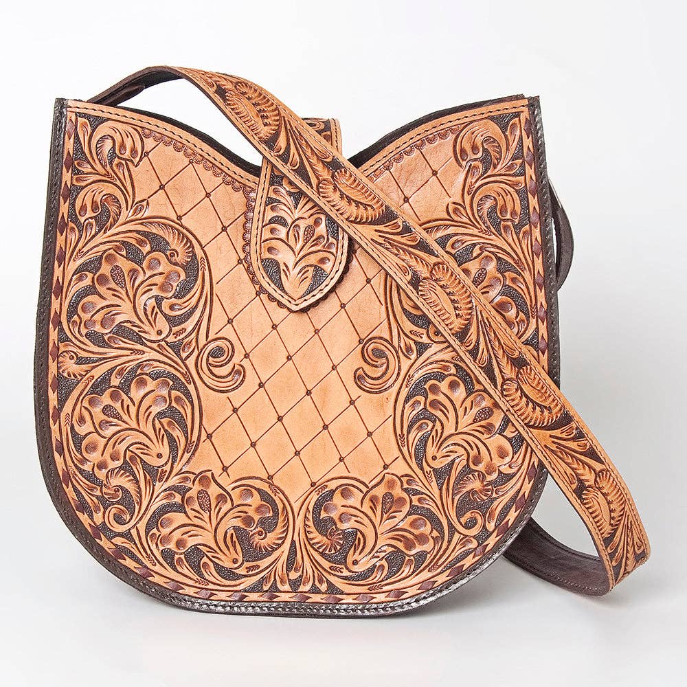 American Darling Hand-Tooled Genuine Leather Western Hobo Shoulder Bag