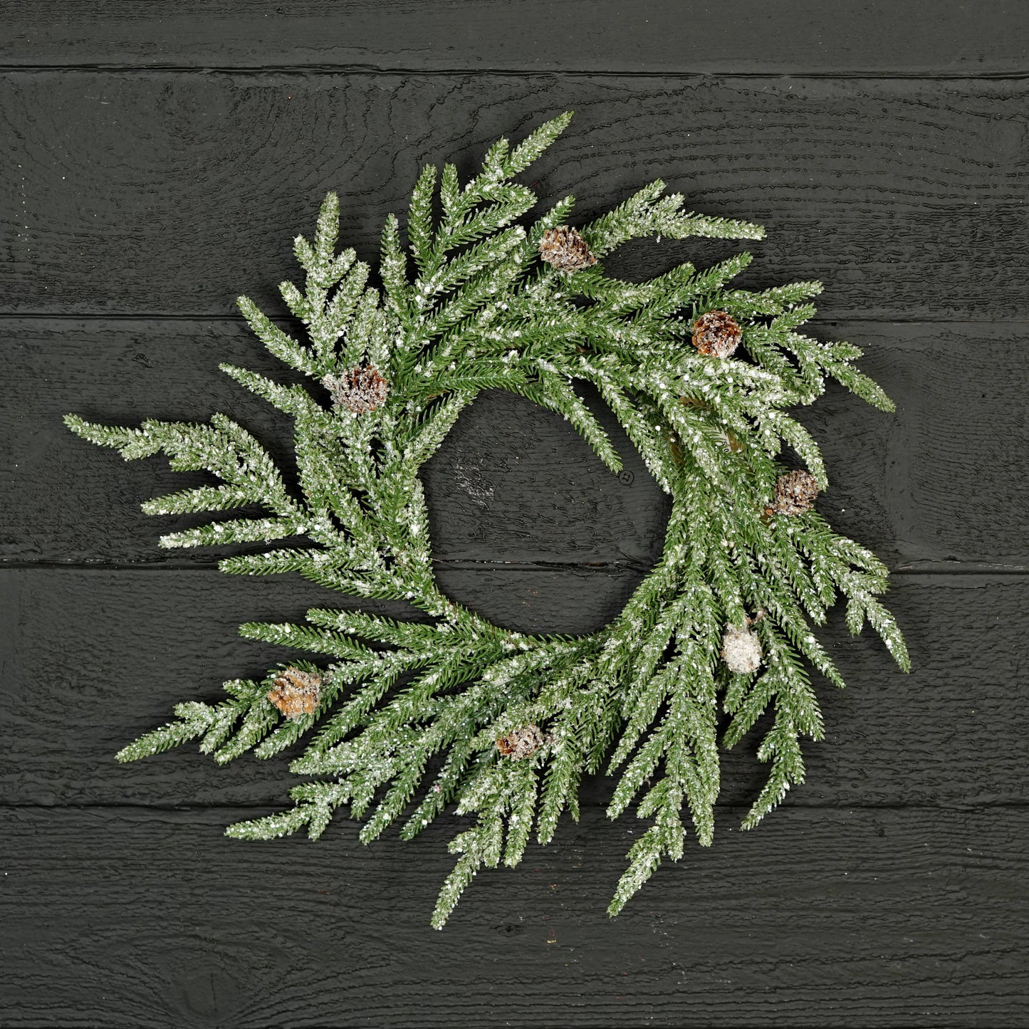 Snowy Soft Touch Norfolk Pine with pinecones - wreath
