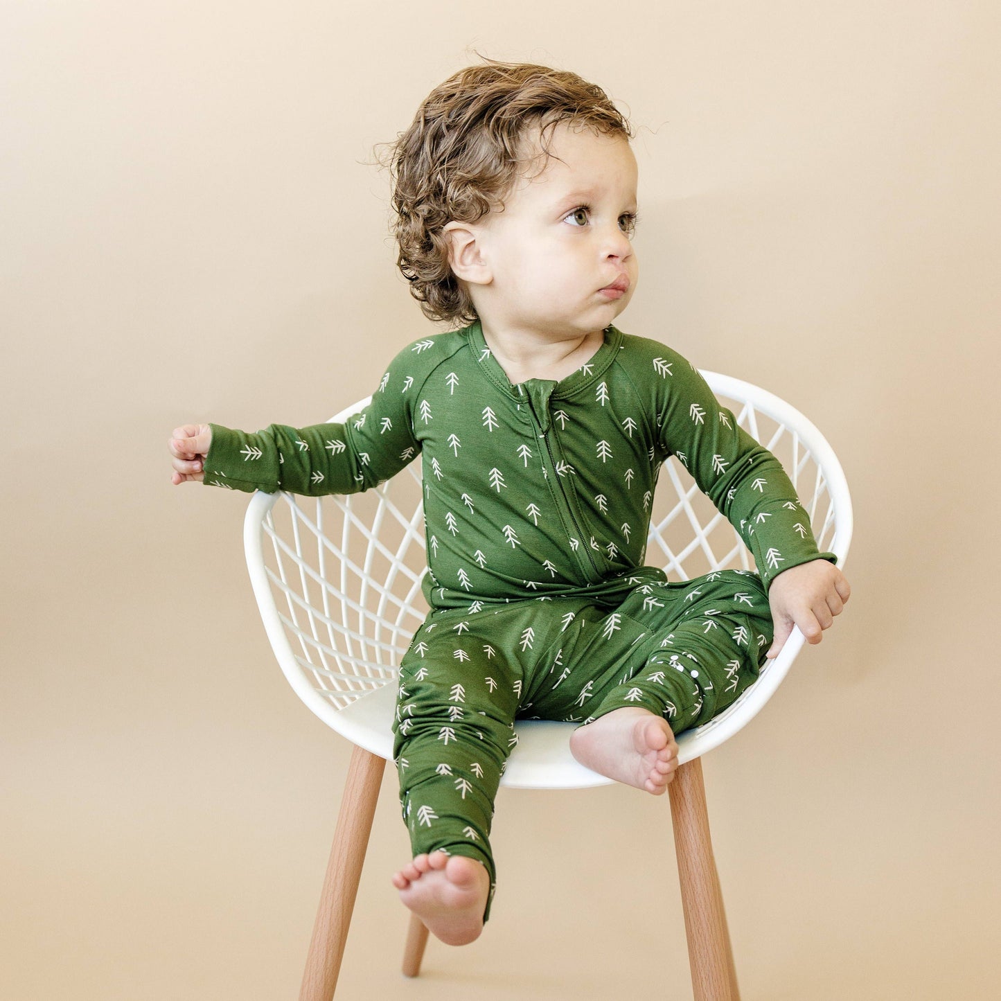 Christmas Tree Zippy Romper Bamboo Pajamas Baby Green Trees