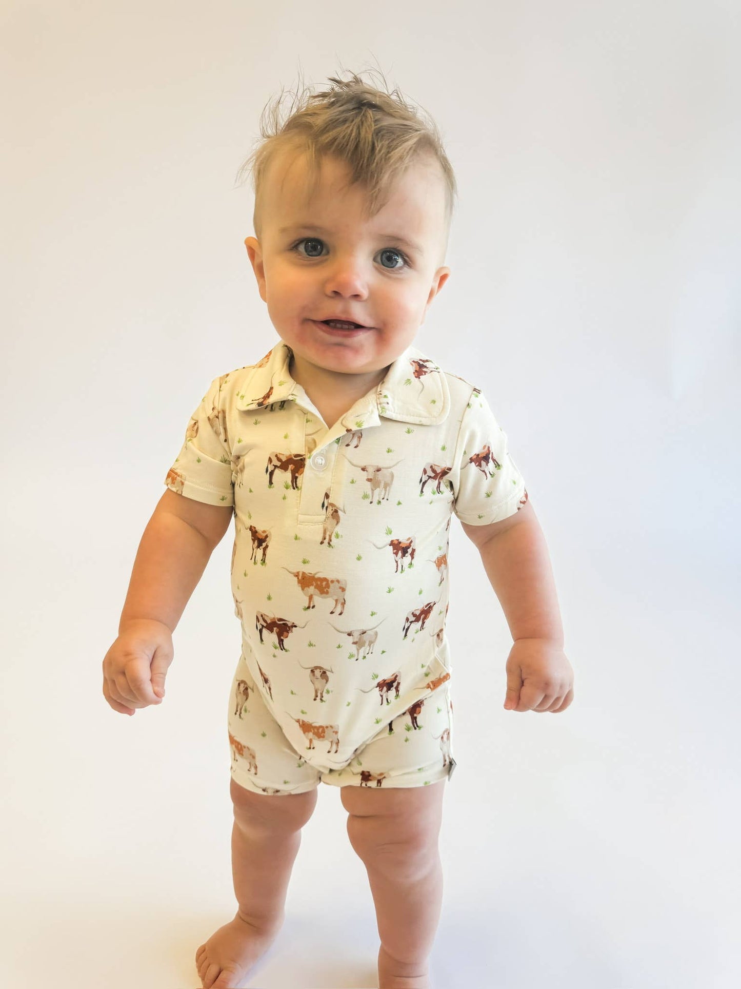 Longhorns Cows - SS Polo Romper