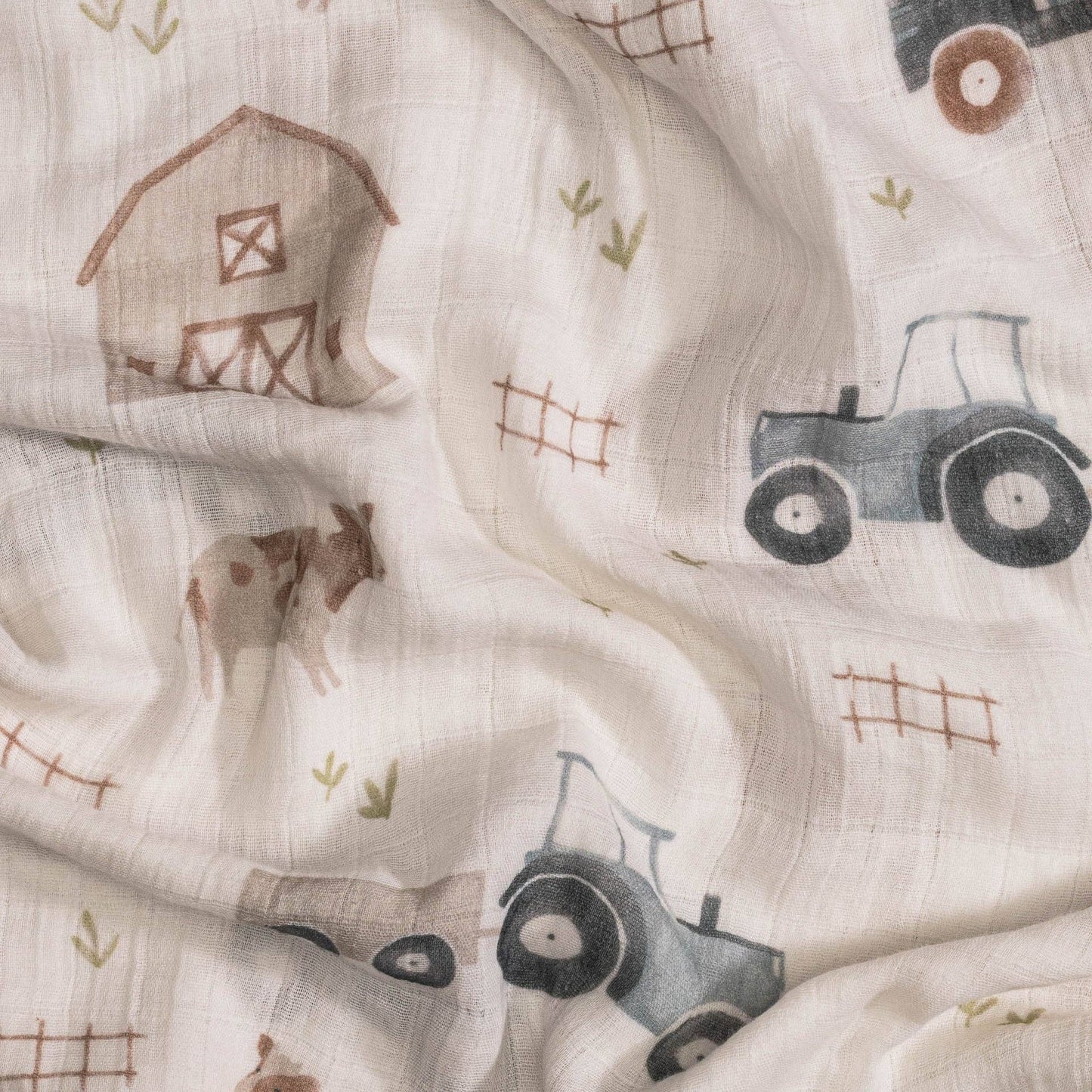 Farmhouse Tractor/Dot Swaddle Set