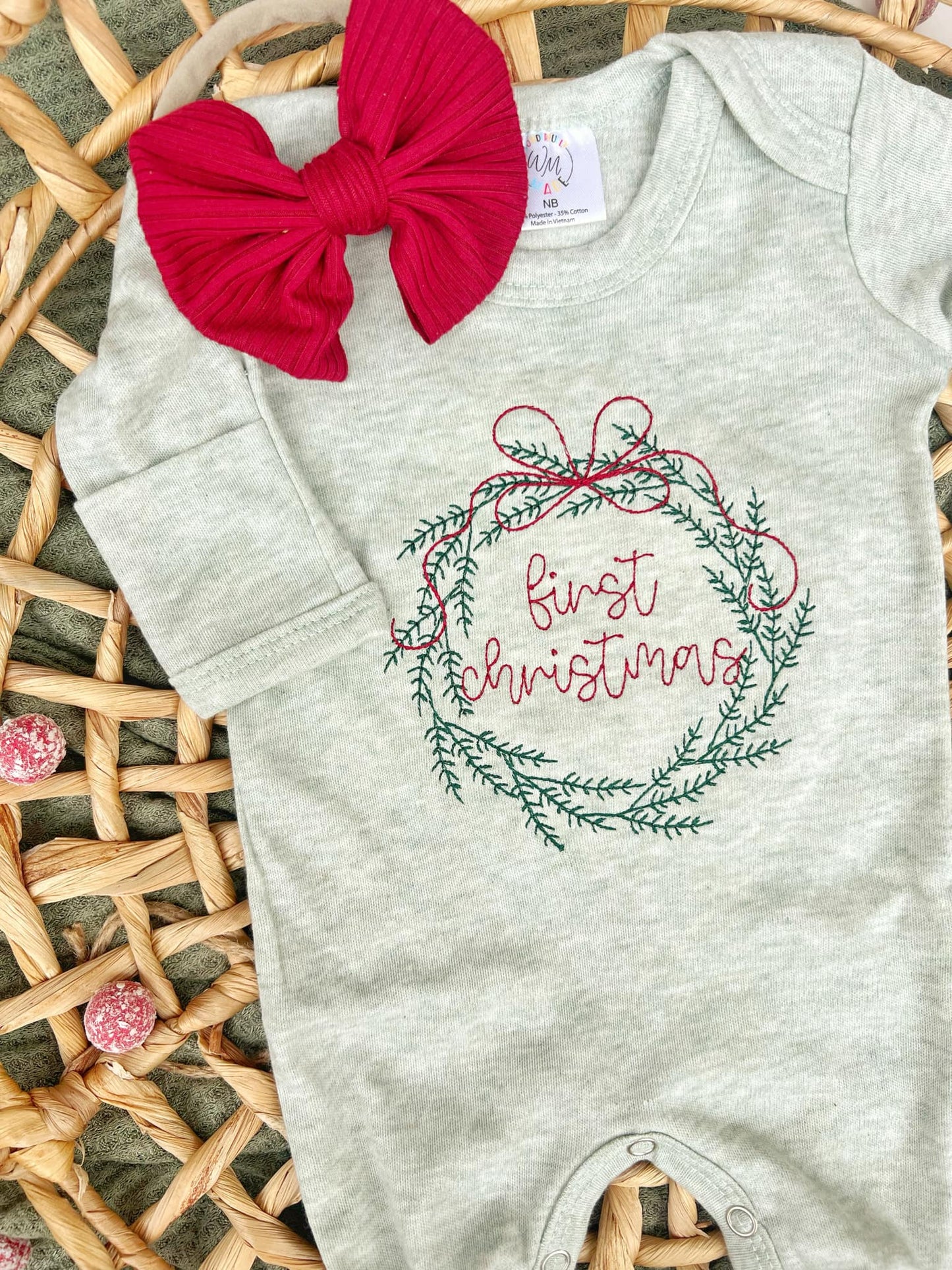 First Christmas Wreath Outfit
