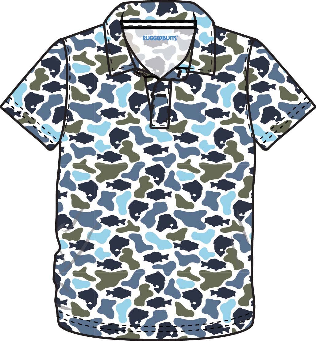 Boys Fish Camo Catch Knit Short Sleeve Performance Polo