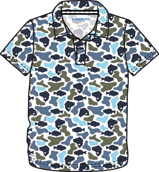 Boys Fish Camo Catch Knit Short Sleeve Performance Polo