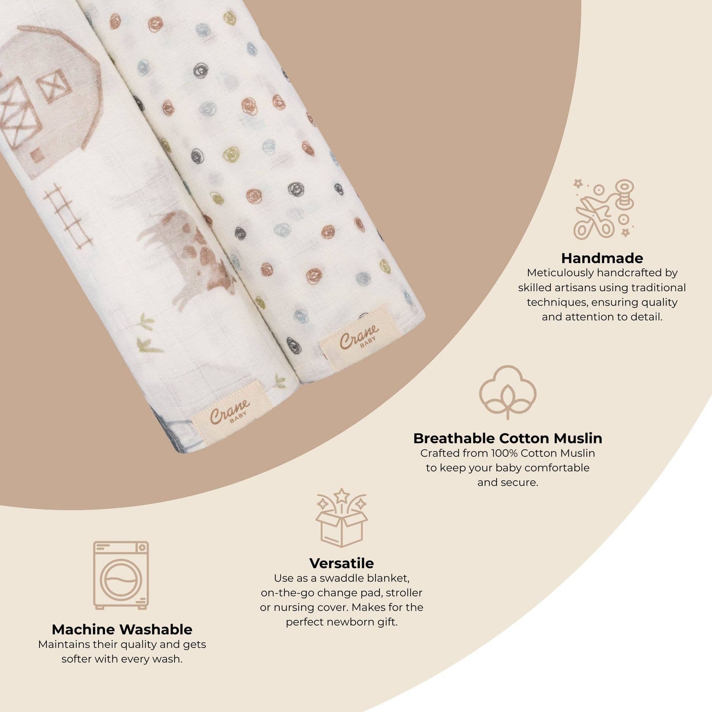 Farmhouse Tractor/Dot Swaddle Set