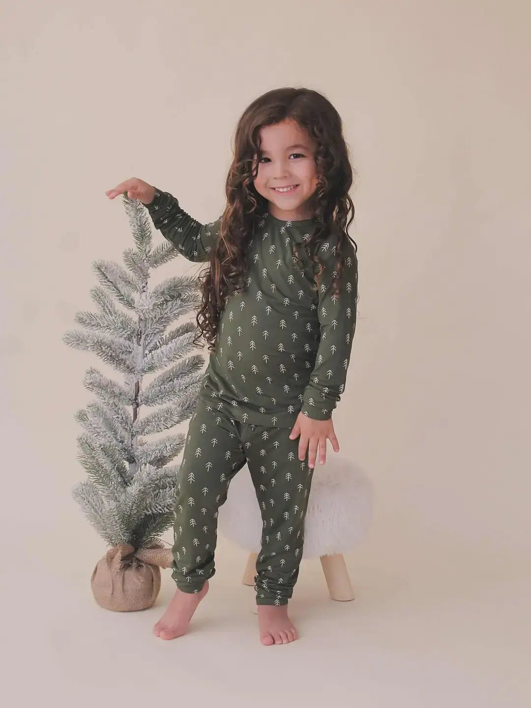 Christmas Tree 2pc Toddler Kids Green Bamboo Pajamas PJs