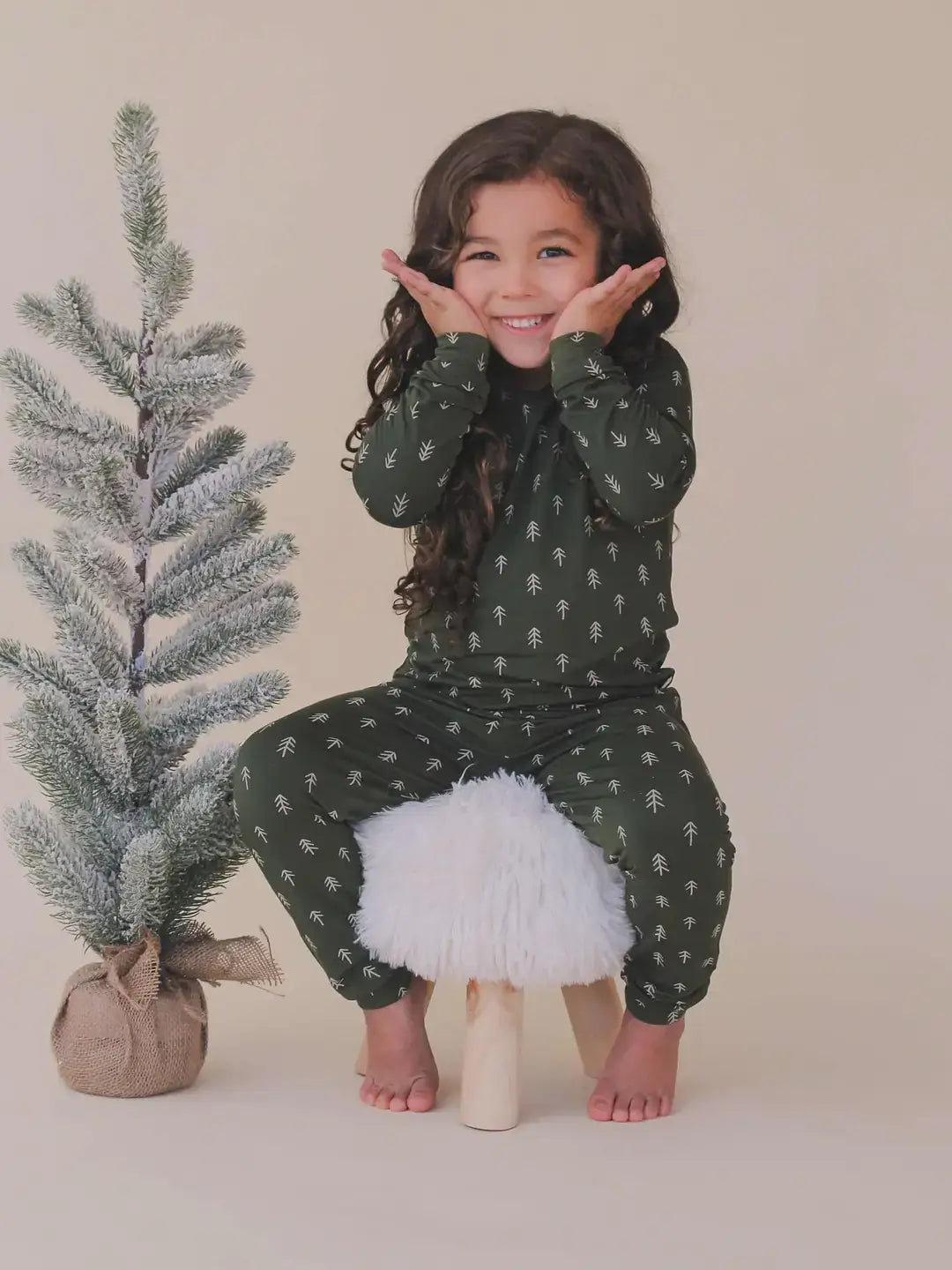 Christmas Tree 2pc Toddler Kids Green Bamboo Pajamas PJs