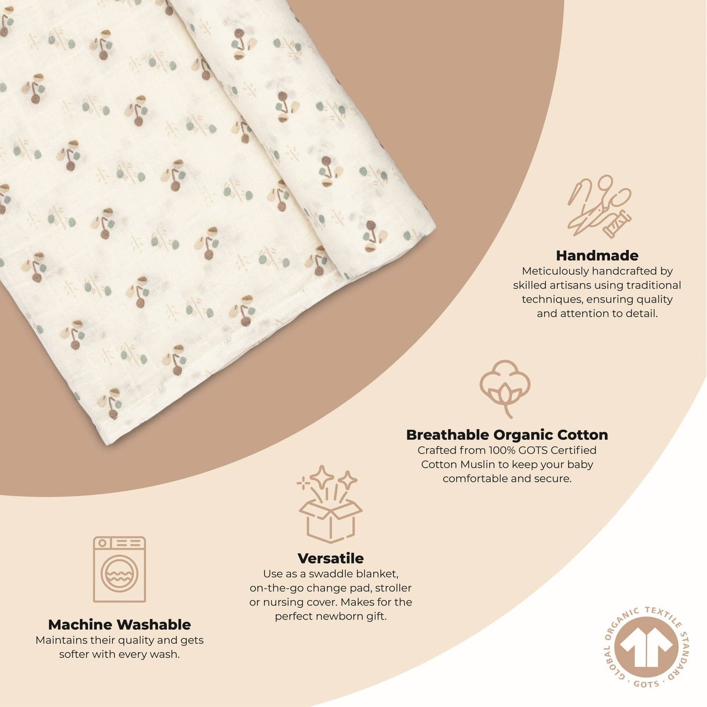 Organic Cotton Poppy Single Swaddle