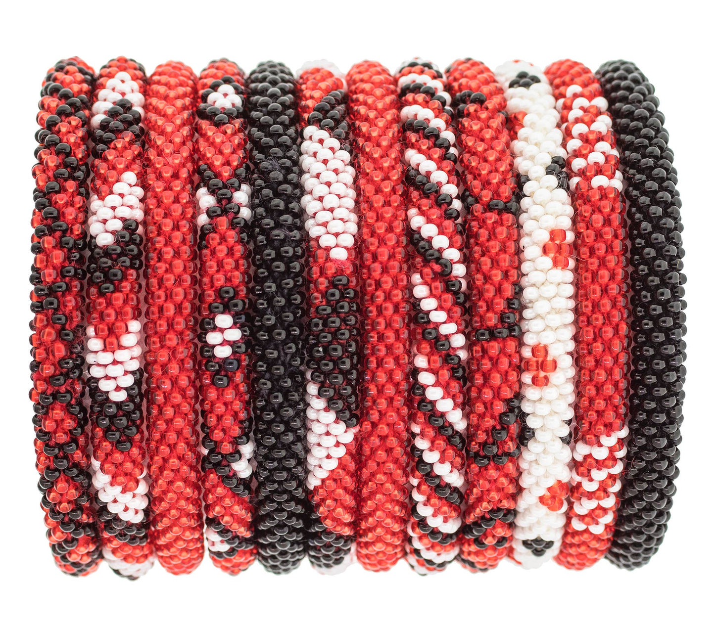 Game Day Roll-On® Bracelets Red, Black and White - Set of 12