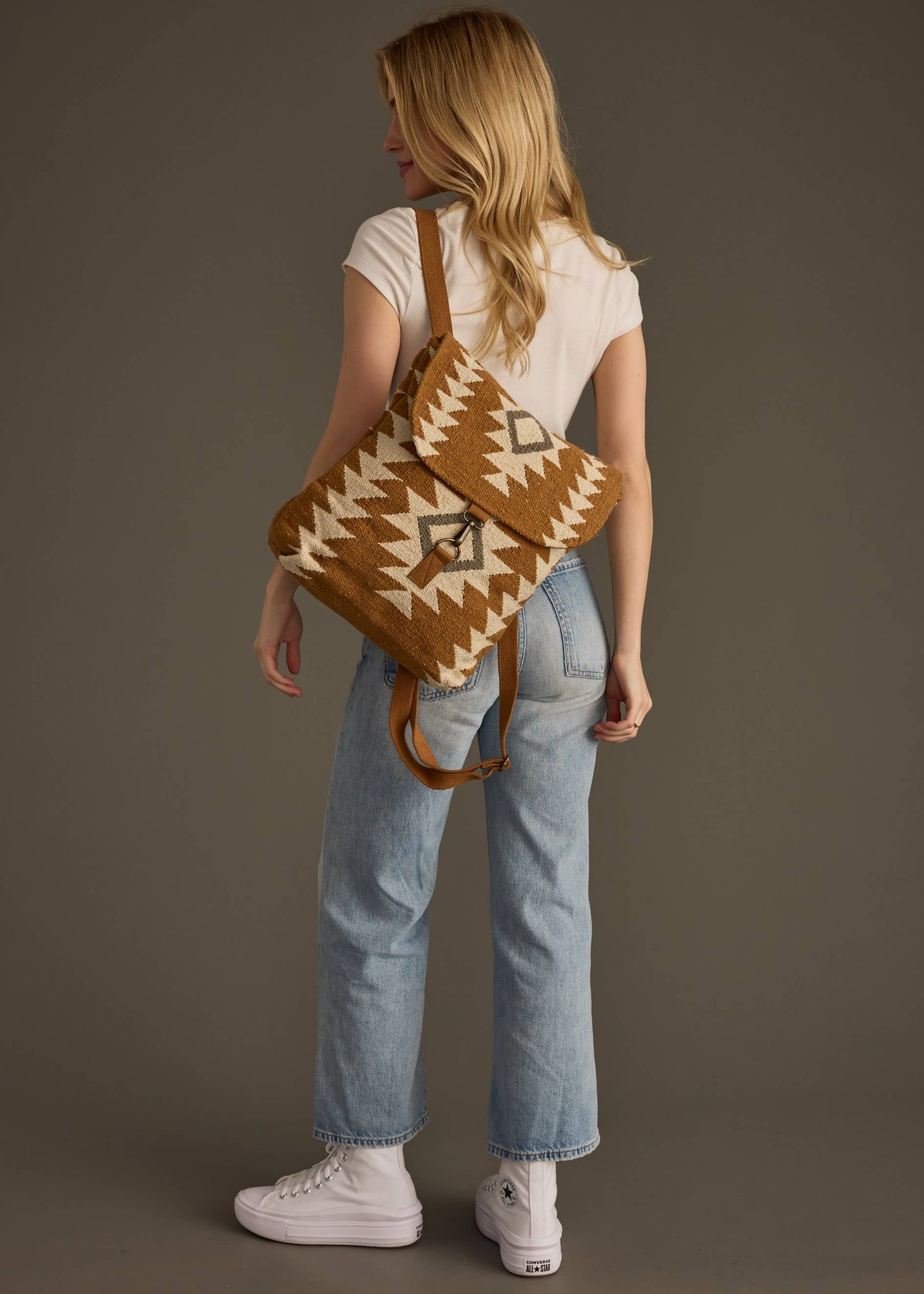Camel, Cream & Gray Aztec Backpack
