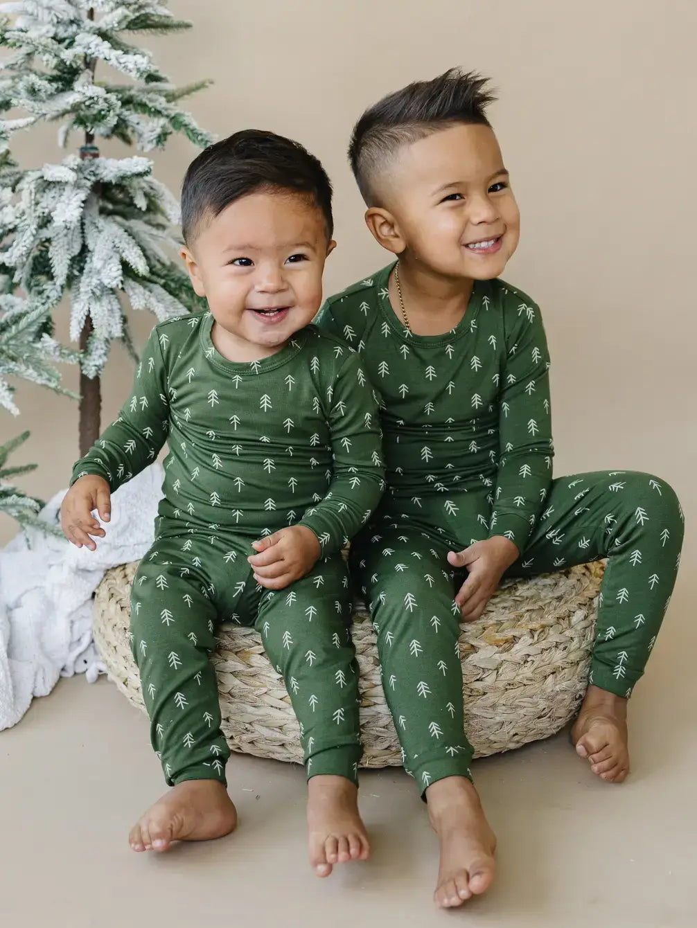 Christmas Tree 2pc Toddler Kids Green Bamboo Pajamas PJs