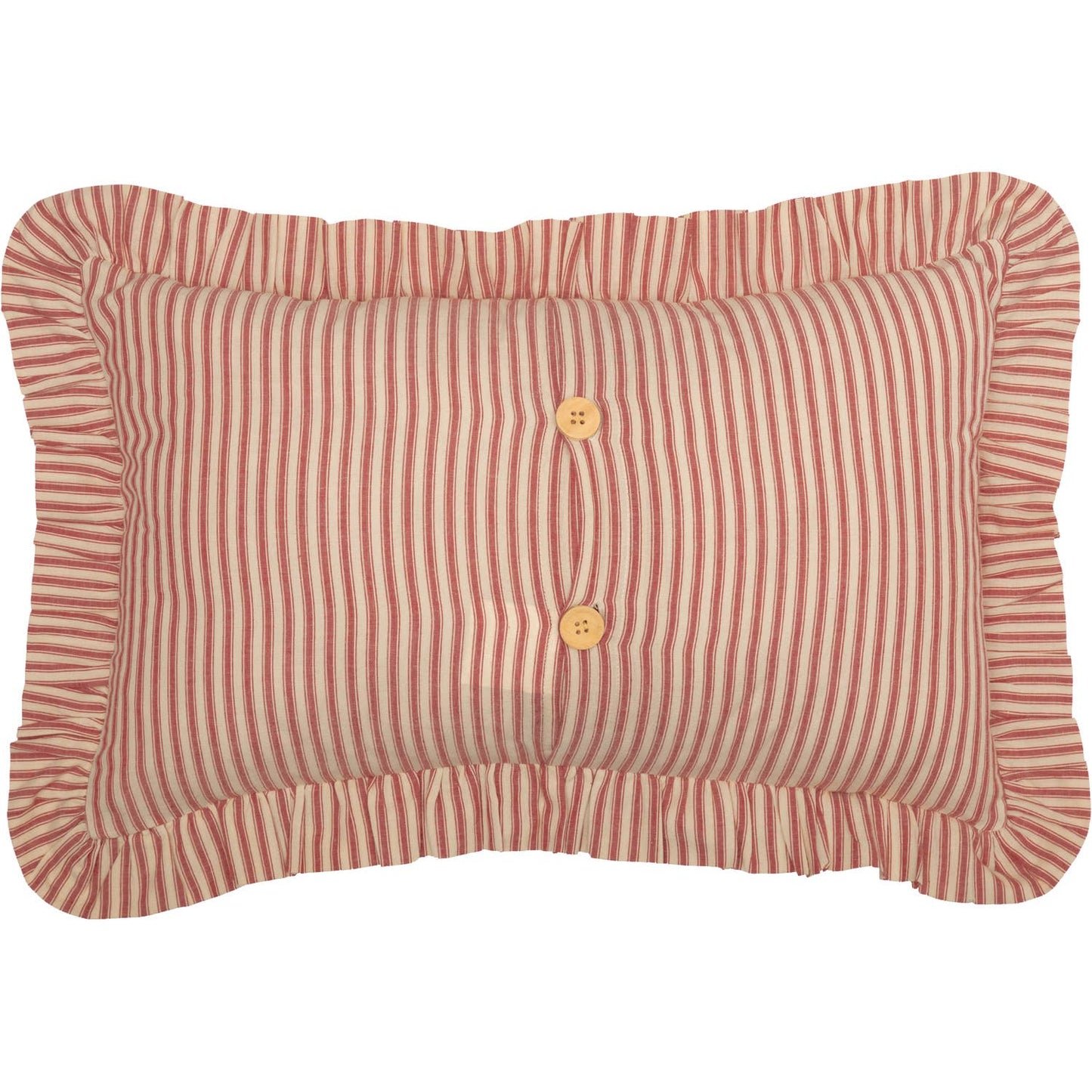 Red Ticking Stripe Fabric Pillow 14x22