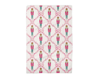 Nutcracker Pink Chinoiserie Christmas Kitchen Towel Waffle