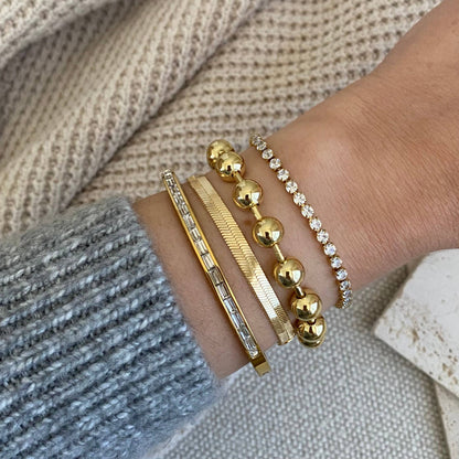 Military Satellite Chain Beaded Bracelet 18k Gold Filled