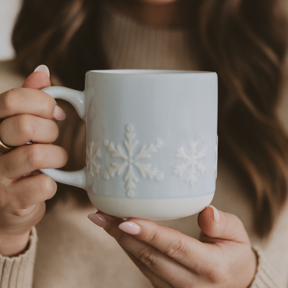 Snowflakes Stoneware Coffee Mug - Christmas Decor