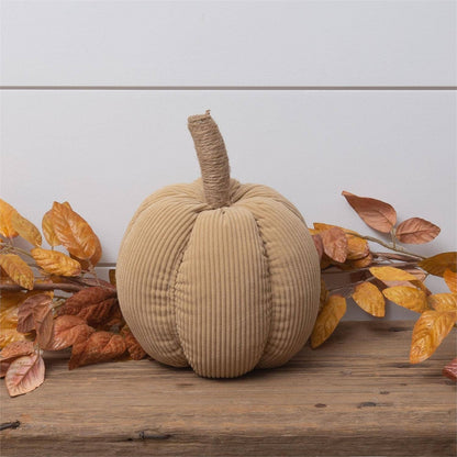 Tan Corduroy Pumpkin with Jute Stem, Md (PC)