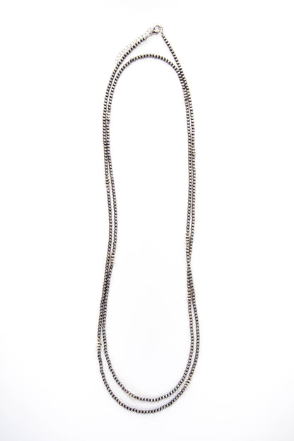 66" Dainty Faux Navajo Pearl Beaded Necklace with Burnished