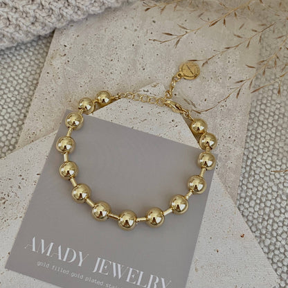 Military Satellite Chain Beaded Bracelet 18k Gold Filled