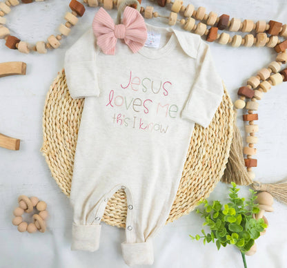 Jesus Loves Me Baby Girl Romper
