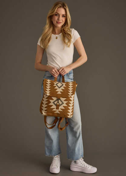 Camel, Cream & Gray Aztec Backpack