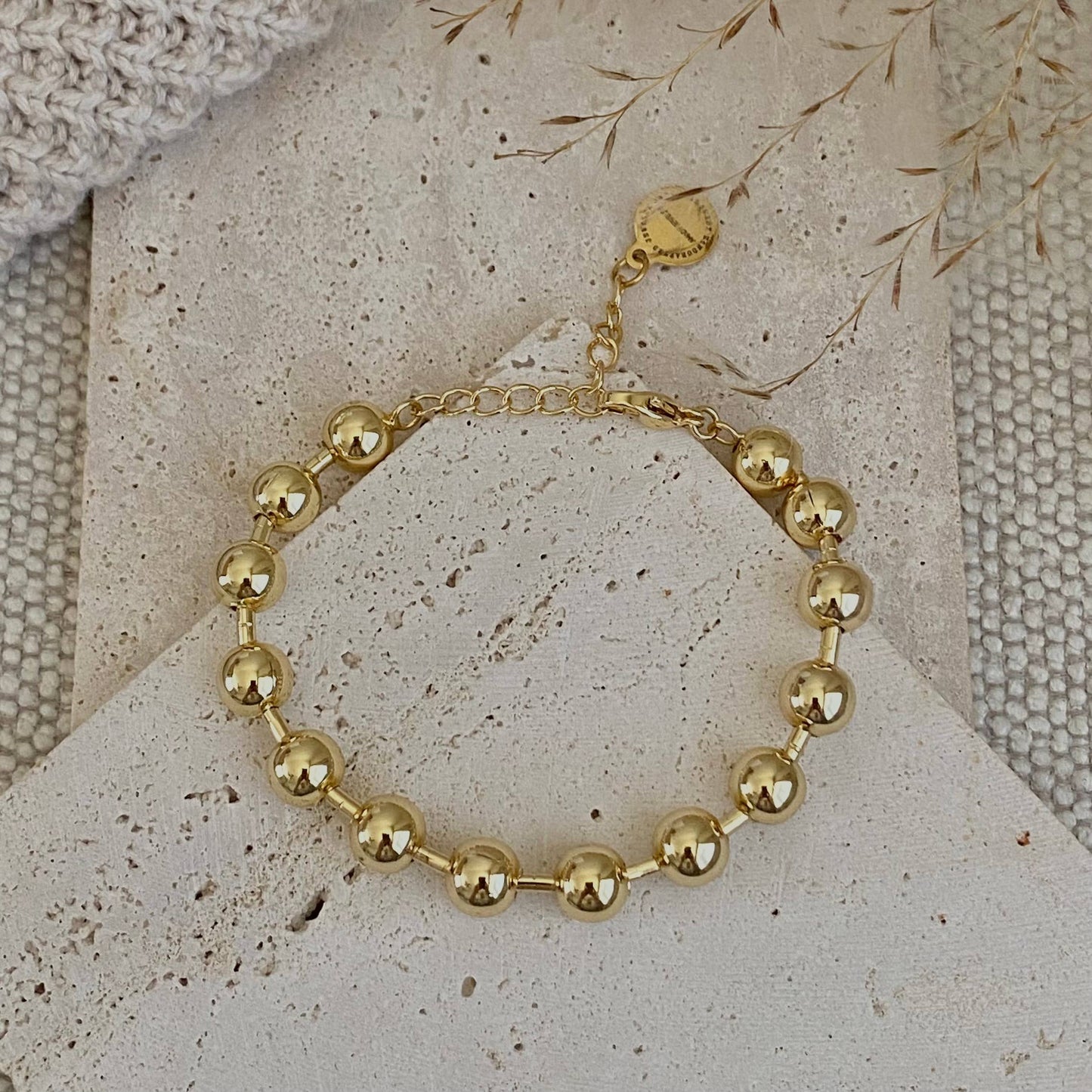 Military Satellite Chain Beaded Bracelet 18k Gold Filled