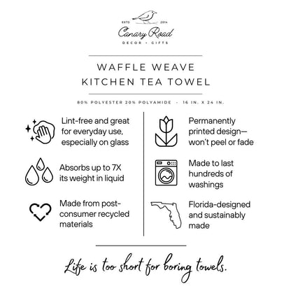 Blue Pumpkin Chinoiserie Fall Coastal Kitchen Towel Waffle