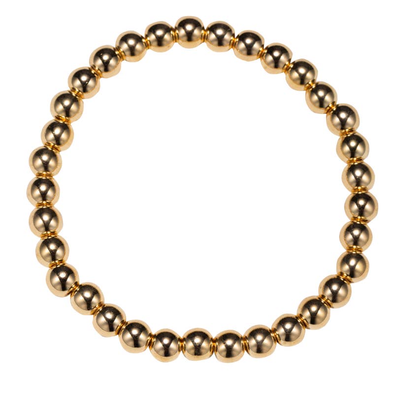 Gold Round Beaded Stretch Bracelet
