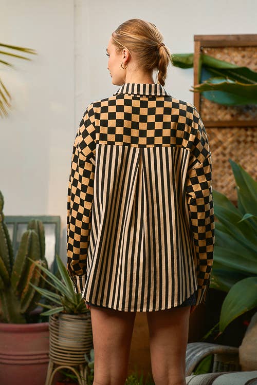 MIX & MATCH CHECKER STRIPE SHACKET