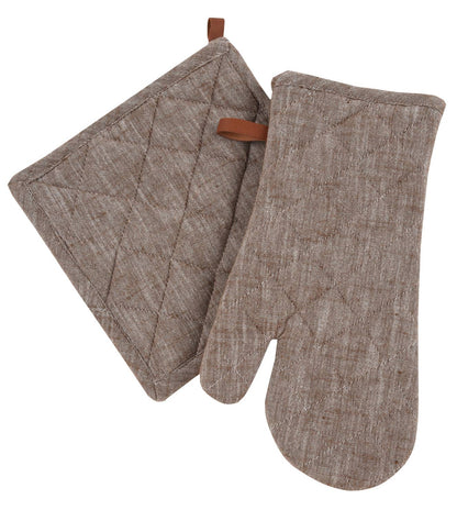 Chambray Oven Mitt & Pot Holder Set
