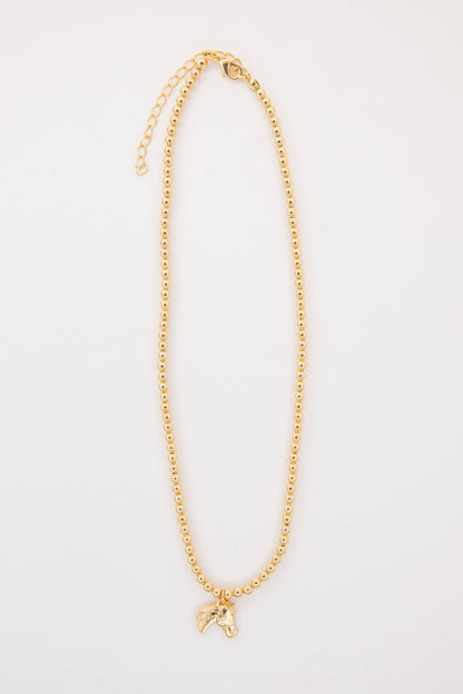 16" 18K Gold Plated Necklace with Horse Head Charm