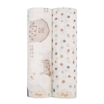 Farmhouse Tractor/Dot Swaddle Set