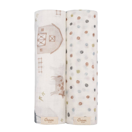 Farmhouse Tractor/Dot Swaddle Set